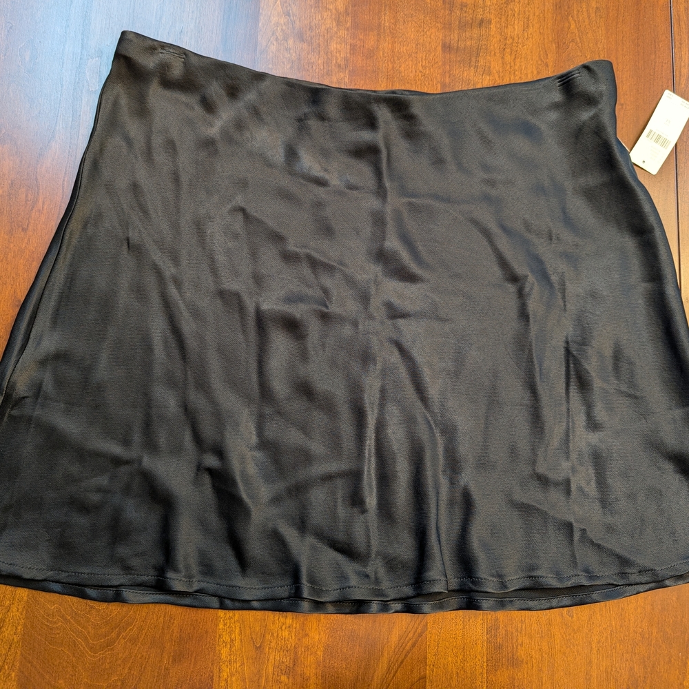 Black Satin Mini Skirt